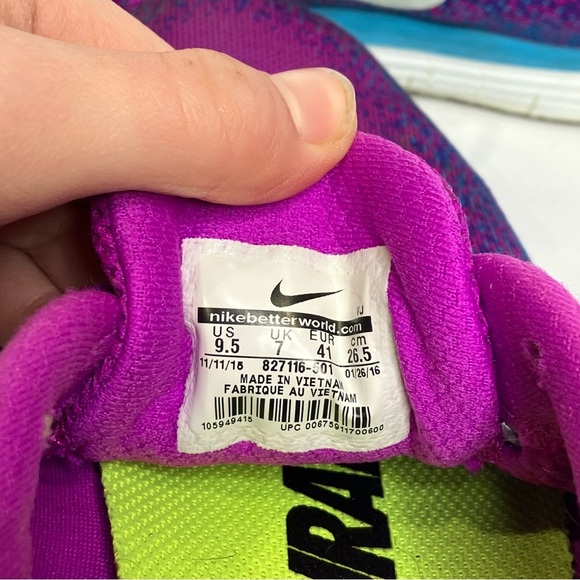 Nike free run sneakers purple blue white womens size 9.5 - Picture 9 of 9
